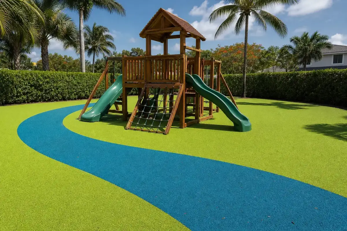Playground with poured rubber safety surfacing in South Florida